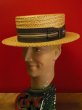 画像1: 1940'S FASHION TAILORED STRAW BOATER HAT/7-1/4 (58cm)ビンテージストローボーターハットカンカン帽 (1)
