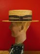 画像2: 1940'S FASHION TAILORED STRAW BOATER HAT/7-1/4 (58cm)ビンテージストローボーターハットカンカン帽 (2)