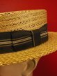 画像5: 1940'S FASHION TAILORED STRAW BOATER HAT/7-1/4 (58cm)ビンテージストローボーターハットカンカン帽 (5)