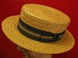 画像13: 1940'S FASHION TAILORED STRAW BOATER HAT/7-1/4 (58cm)ビンテージストローボーターハットカンカン帽 (13)