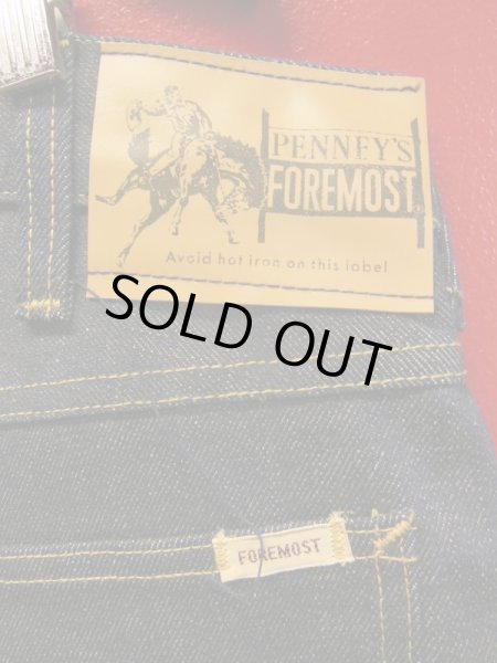 画像2: 1950'S NOS PENNEYS FOREMOST DENIM JEANS SZ/42X33/  (2)