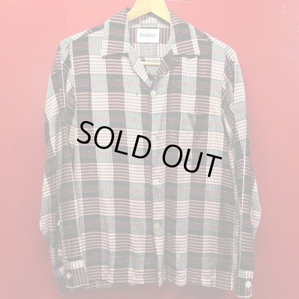 画像3: 1950'S HARPER RED,BLACK,SILVER GRAY LUREX FLECK PLAID RAYON SHIRT SZ/S (3)