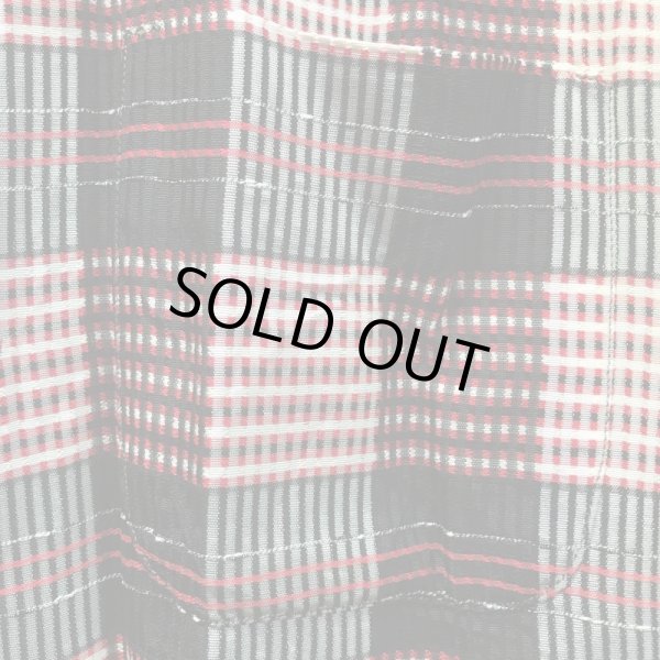 画像9: 1950'S HARPER RED,BLACK,SILVER GRAY LUREX FLECK PLAID RAYON SHIRT SZ/S (9)
