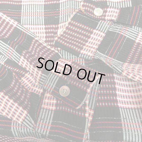 画像8: 1950'S HARPER RED,BLACK,SILVER GRAY LUREX FLECK PLAID RAYON SHIRT SZ/S (8)