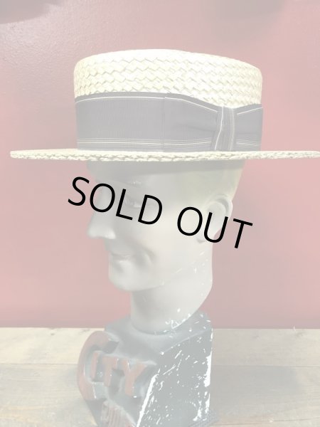 1940'S STETSON Medalist STRAW BOATER HAT/7-1/8 (57cm)ビンテージストローボーターハットカンカン帽