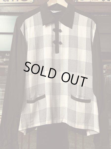 画像1: 1950'S WESTWARD HO! PINK & BLACK PANELED R'N'R RAYON PULLOVER SHIRT/LARGE (1)