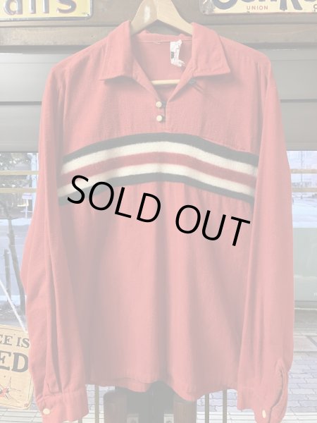 画像1: 1950'S BULKY-LOOK ACRILIC BODER FLANNEL PULLOVER SHIRT SIZE/LARGE (1)
