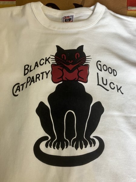 画像5: RAWHIDE "BLACK CAT" TEE SHIRT/6.2oz BODY/WHITE/BLACK (5)