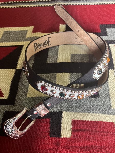 画像2: RAWHIDE STUDDED & JEWELED BELT LOT-412/ 1-1/2"[38MM] W35"インチ/ブルース・スプリングスティーンBorn In The USAベルト (2)