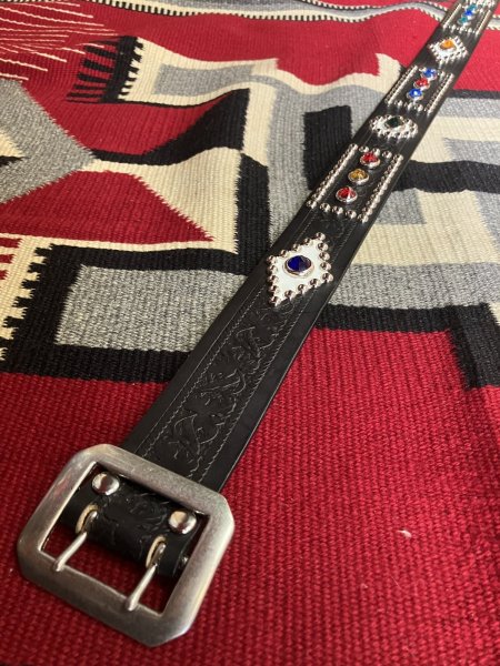 画像3: RAWHIDE STUDDED & JEWELED BELT LOT-111/ 1-3/4"[44MM]  (3)