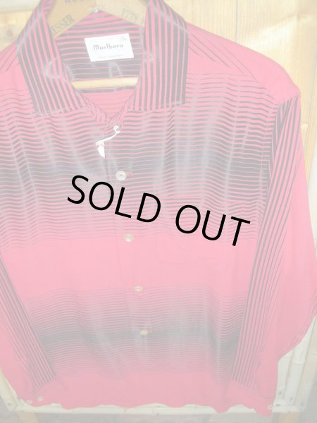 画像3: 1950'S MARLBORO RAYON BORDER SHIRT SZ/M (3)