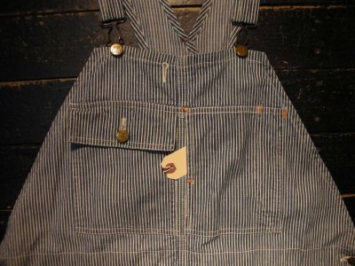 画像1: 〜1940'S RED LINE HICKORY STRIPE OVERALLS 42X29