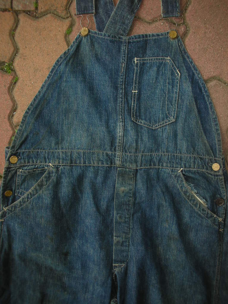 1920'S〜 UNKNOWN ONE POCKET LOW BACK OVERALLS 38X31 ROCK-A-HULA Vintage  Clothing