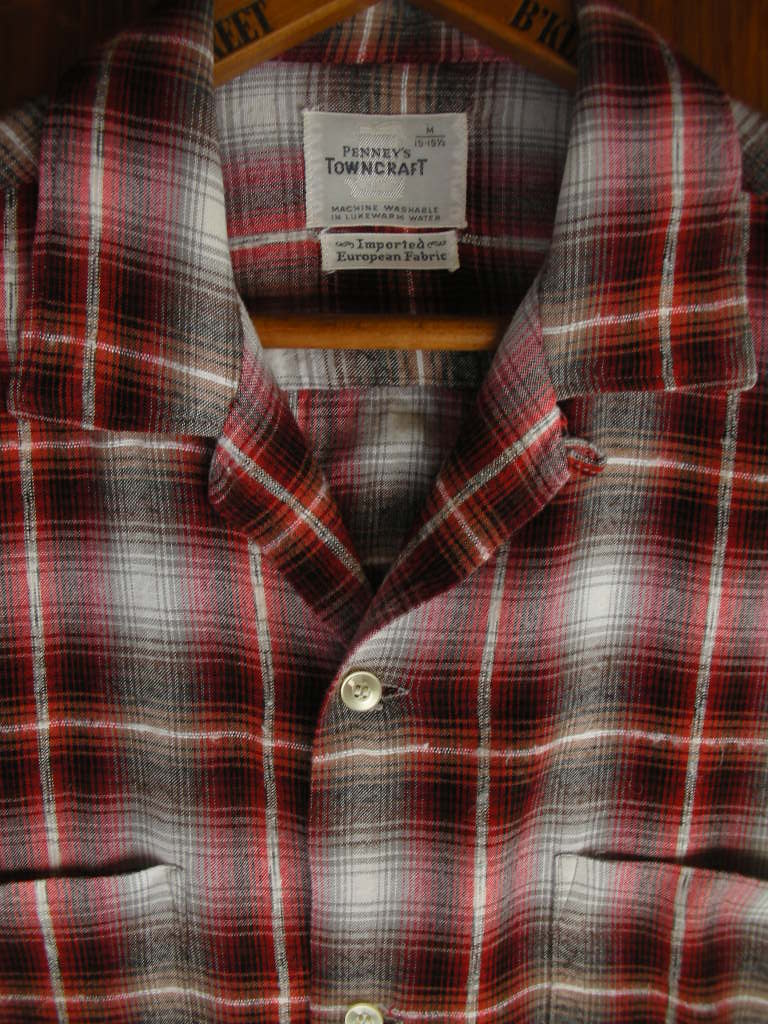 Vintage 50s Sadow plaid rayon shirt