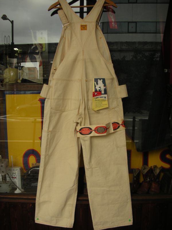 1950'S DEADSTOCK CAN'T BUST'EM CANVAS CARPENTER OVERALLS 32X30