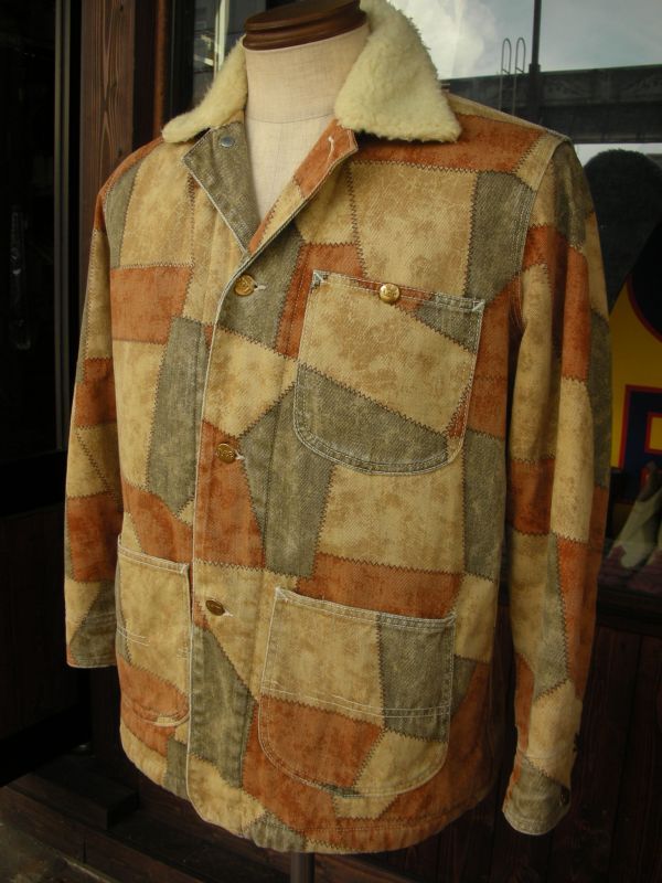 1970'S LEE OUTERWEAR PATCH WORK PRINTED/SHERPA LINED COVERALL