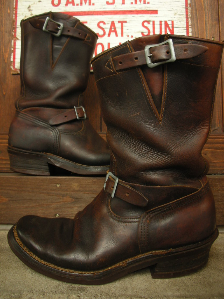 1950'S UNKNOWN ELK/HORSEHIDE ENGINEER BOOTS SZ/8E - ROCK-A-HULA