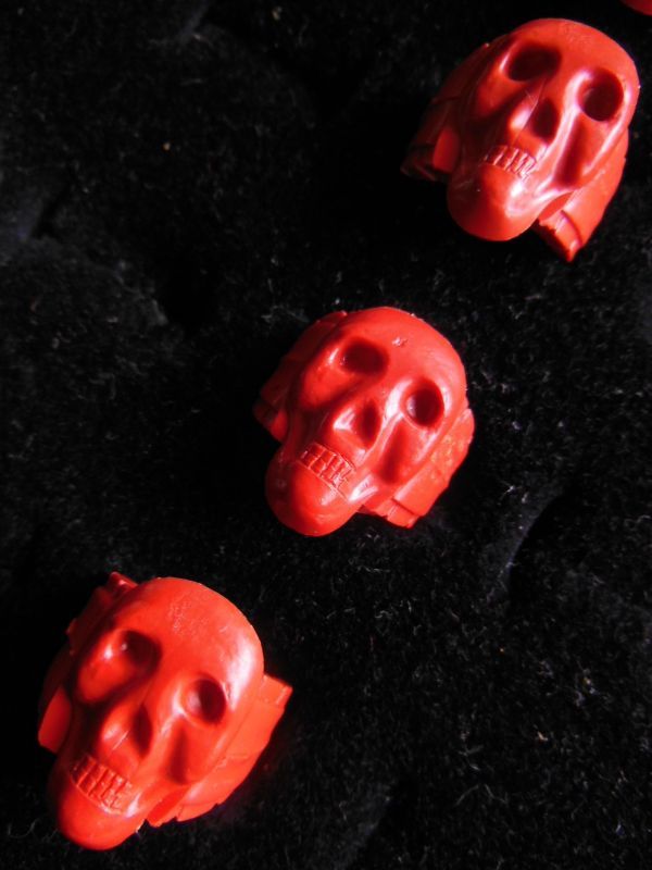 1960'S〜 DEADSTOCK RED SKULL PLASTIC TOY RING - ROCK-A-HULA 
