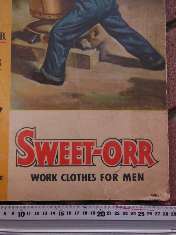 1940'S SWEET-ORR ADVERTISING CARDBOARD SIGN - ROCK-A-HULA Vintage
