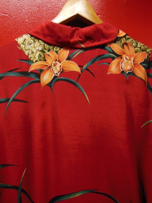 ヴィンテージ アロハ ＯＰ製 プルオーバー型 綺麗な赤！アロハシャツ 