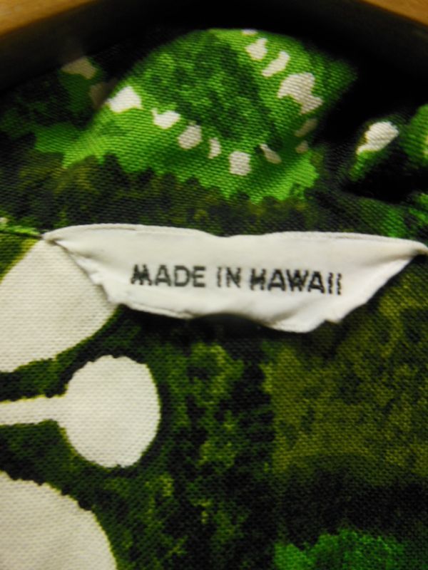 50S60S 米国ハワイ製 ビンテージ MADE IN HAWAII 緑 コットン