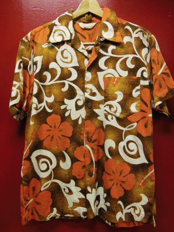 RoyalCreationsビンテージアロハシャツ(ハワイ製) グリーンシャツ