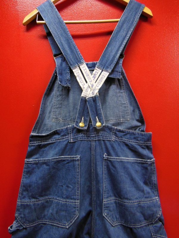 1950'S USED HERCULES VAT DYED DENIM LOW BACK OVERALLS SZ/34 X 30  ROCK-A-HULA Vintage Clothing