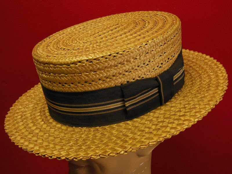 Vintage Premier boater hat カンカン帽 7 1/8リボン54cm