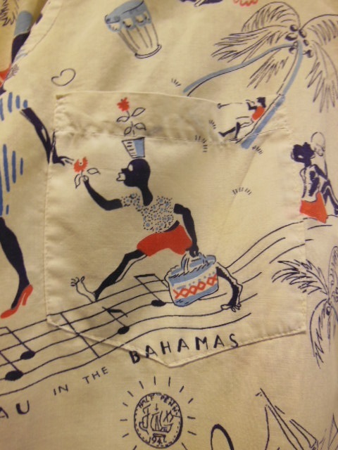 1950'S〜 NASSAU IN THE BAHAMAS PRINTED COTTON LEISURE SHIRT SZ/M ...