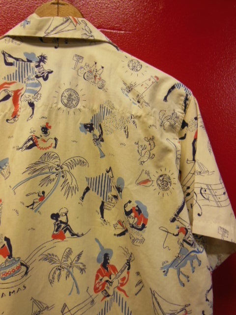 1950'S〜 NASSAU IN THE BAHAMAS PRINTED COTTON LEISURE SHIRT SZ/M ...