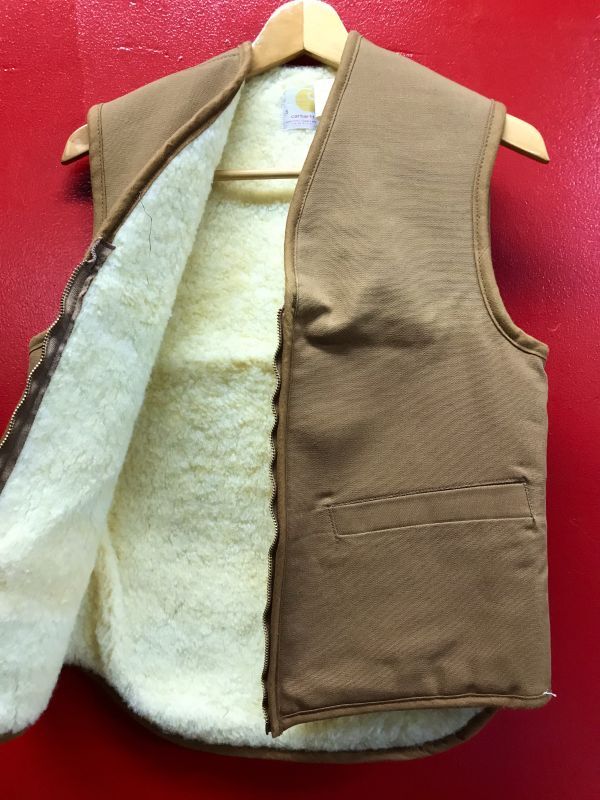 1970'S DEADSTOCK CARHARTT BROWN DUCK PILE LINED VEST LOT-6SV/SMALL ...