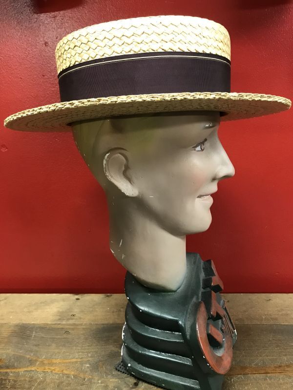 1940'S STETSON Medalist STRAW BOATER HAT/7-1/8 (57cm)ビンテージ 