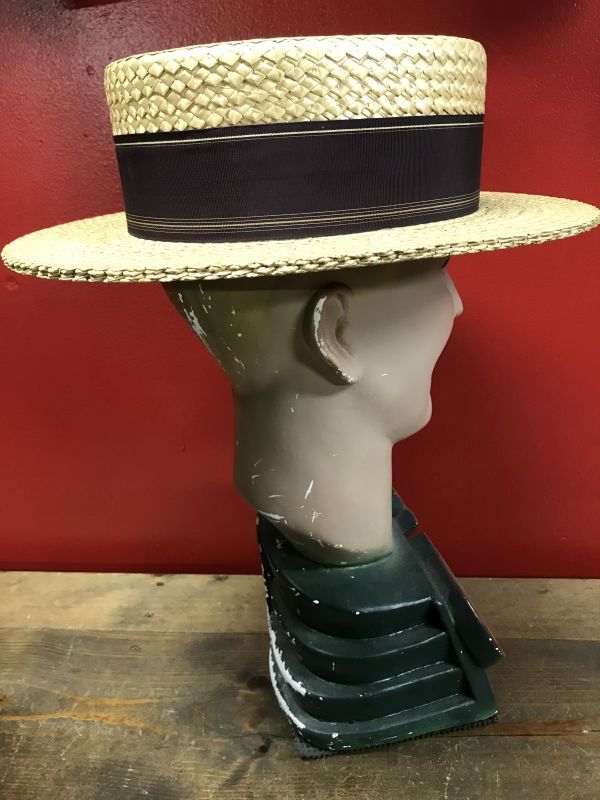 1940'S STETSON Medalist STRAW BOATER HAT/7-1/8 (57cm)ビンテージ 