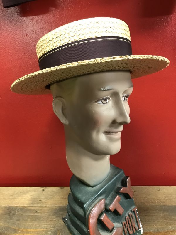 1940'S STETSON Medalist STRAW BOATER HAT/7-1/8 (57cm)ビンテージ 