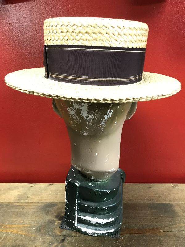 1940'S STETSON Medalist STRAW BOATER HAT/7-1/8 (57cm)ビンテージ 