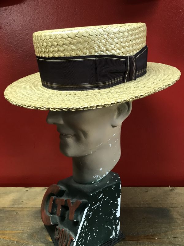 1940'S STETSON Medalist STRAW BOATER HAT/7-1/8 (57cm)ビンテージ