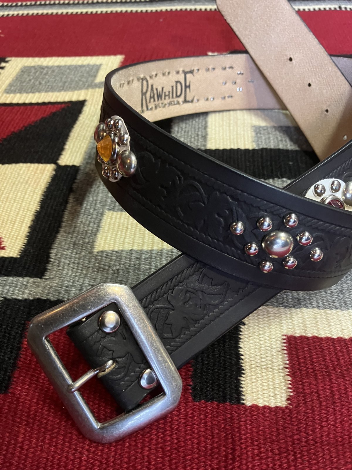 RAWHIDE STUDDED & JEWELED BELT LOT-149/ 1-3/4