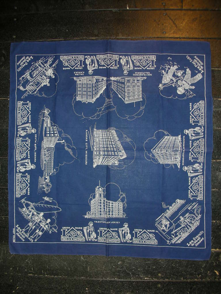 1930'S LEE HOUSE MARK BLUE BANDANA - ROCK-A-HULA Vintage Clothing